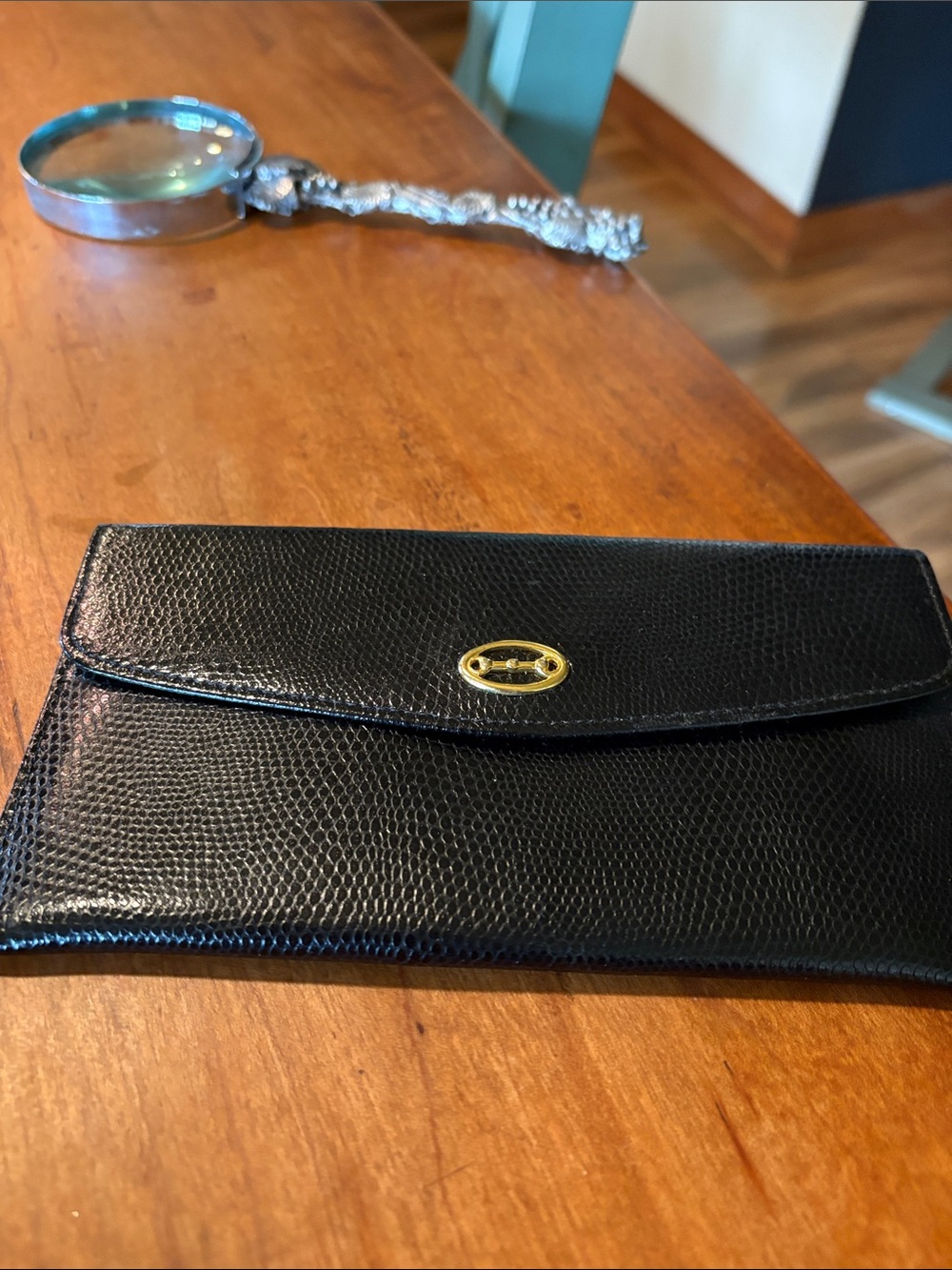 M.London Genuine Leather lizard/snake embossed texture NWOT